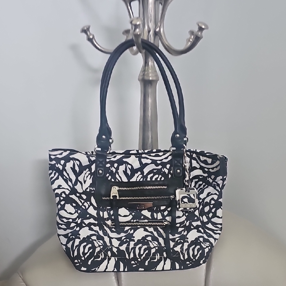 Tyler Rodan Black and White Floral Tote
